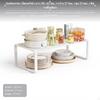 Expandable Kitchen Counter Organizer, Single tier Carbon Steel Shelf, NoDrill Cabinet Separator Rack