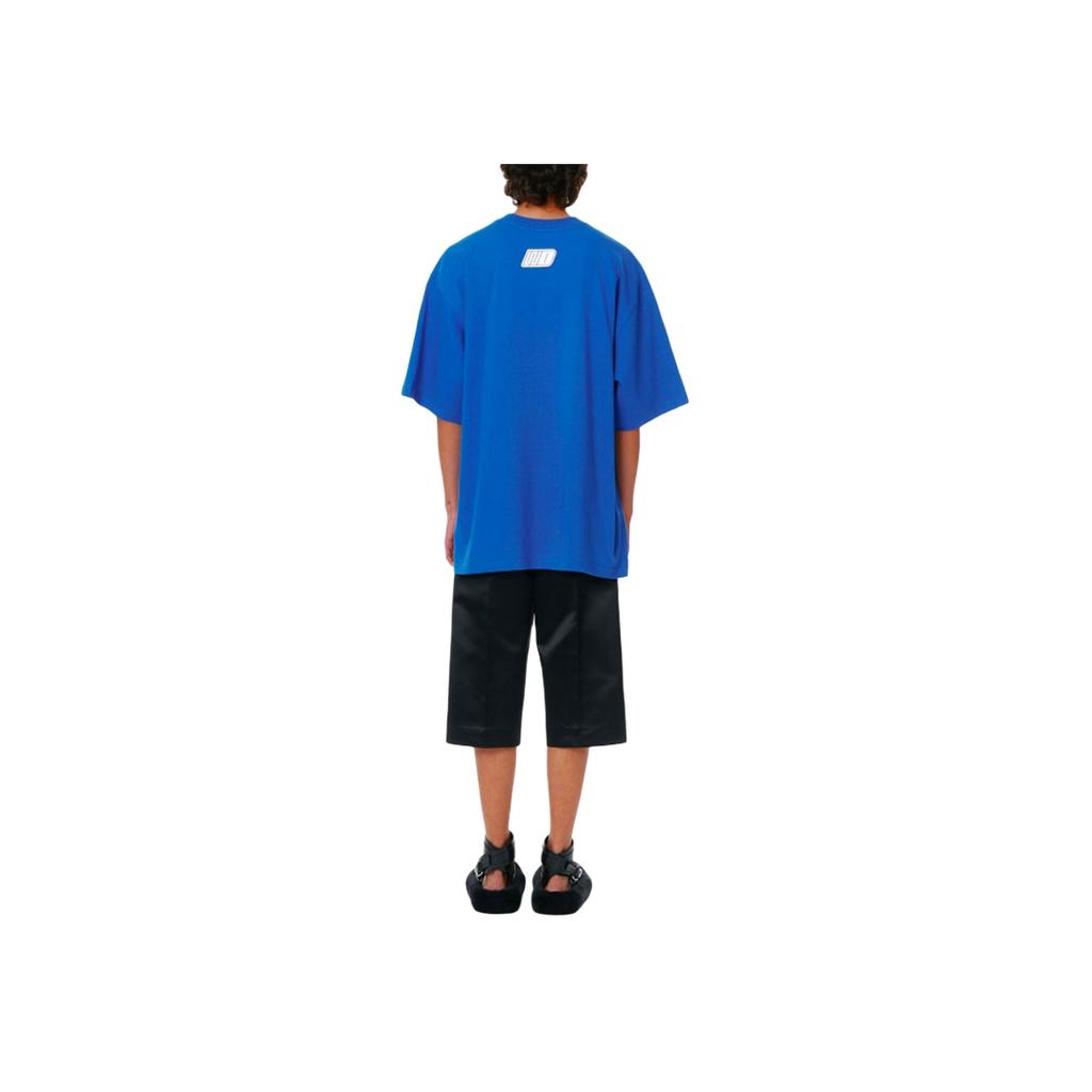 We11done Ss22 Rhinestone Logo Print Round Neck Short Sleeve T-Shirt Unisex T-Shirts Blue WD-TT1-22-692-U-BL