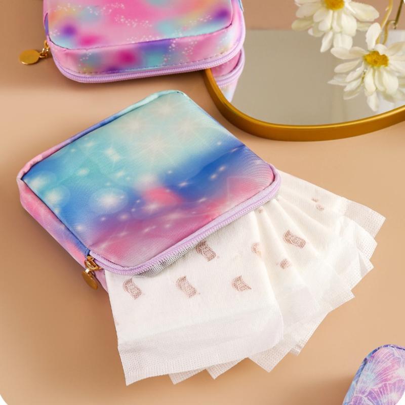 Borsa Porta Assorbenti con Gradiente, Pochette Mestruale Portatile, Organizer Impermeabile per Cosmetici per Tampax Assorbenti, Mini Custodia per Auricolari