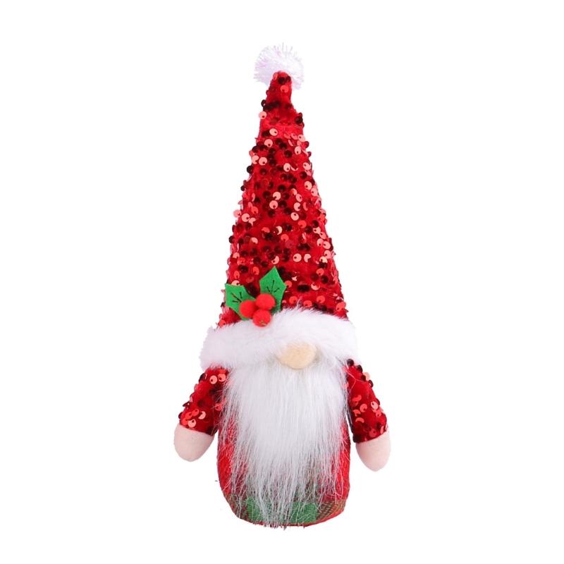 

Christmas Sequins Pointed Hat Gnomes Decoration with Sand Filled Base Sparkling Sequins Hat Gnomes Tabletop Ornament