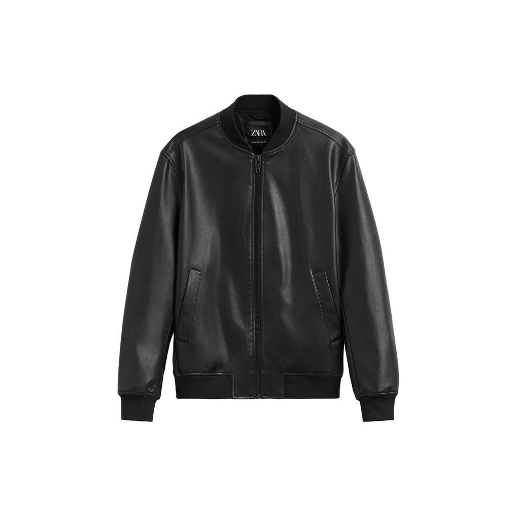 Zara Jednokolorowa wszechstronna kurtka z kołnierzem stójką i zamkiem błyskawicznym, z długim rękawem, kurtki męskie, czarna 3918420-800