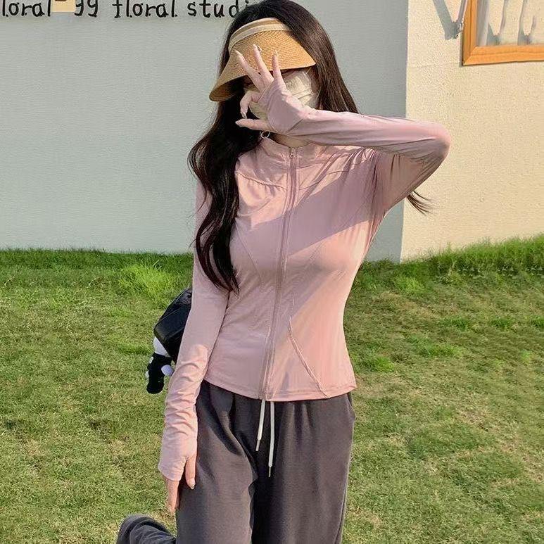 2025 Women's Stylish Slim Fit Ice Silk Stand Collar Sun Protection Jacket for Summer Sports