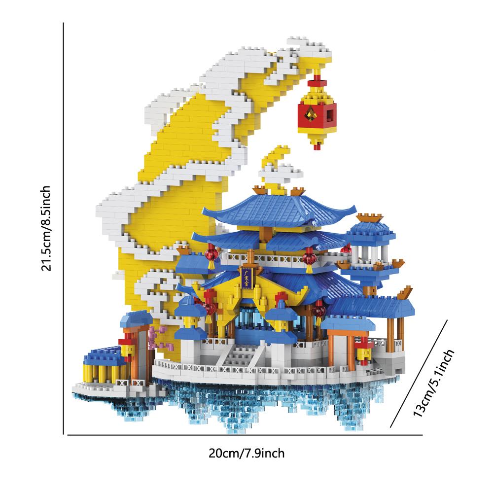 KNEW BUILT LED-lit Guanghan Palace Micro Mini Building Blocks Stunning Decorative Gift Toys for Patient Home Decorations