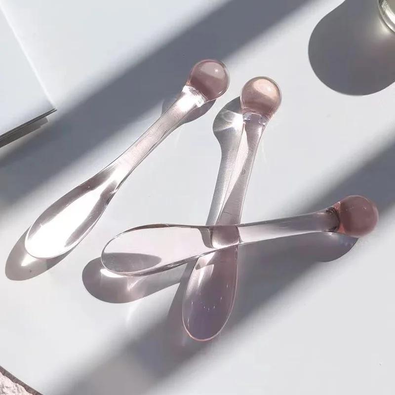 3 Stück Augencreme-Applikatorlöffel Rolle Transparenter Massagestab Kosmetische Spatel Falten Gesichtsmaske Hautpflege Plastiklöffel