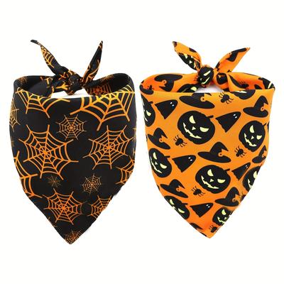 Give Your Pet a Spooky Makeover with This Halloween Dog Bandanas Featuring Pumpkin & Spider Web Designs!