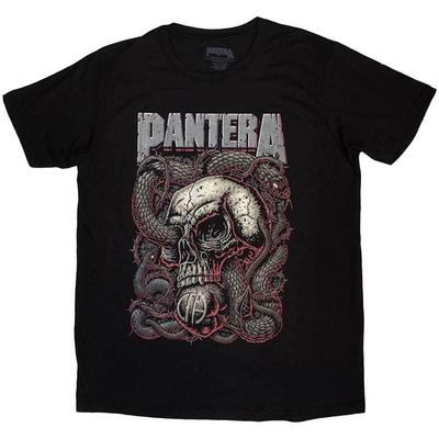 Camiseta de Manga Corta para Hombre Pantera Calavera de Serpiente, Negra, XX-Grande