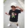 European Size Boys Round-neck Short-sleeved T-shirt with Cartoon Cow Holding Lollipop Pattern Print
