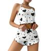 Fashion Women Pajama Sets Love Print Sleeveless Top Shorts 2 Piece Sleepwear Casual Fashion Nightwear Femme Pyjamas Tops Pants Suit