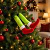 Einzigartige hängende Weihnachtsdekorationen 2 Stück Grüne Elfen-Autobein-Dekoration, Plüsch mit langen Haaren Büro-Feiertagsparty-Dekoration für Zuhause Kamin