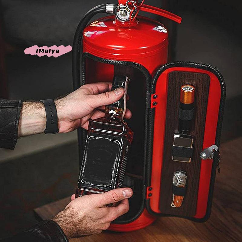 M-Fire Extinguisher Shaped Wine Box Ornament Mini Bar Cabinet Decor Champagne Liquor Storage Fireman's Gift Craft