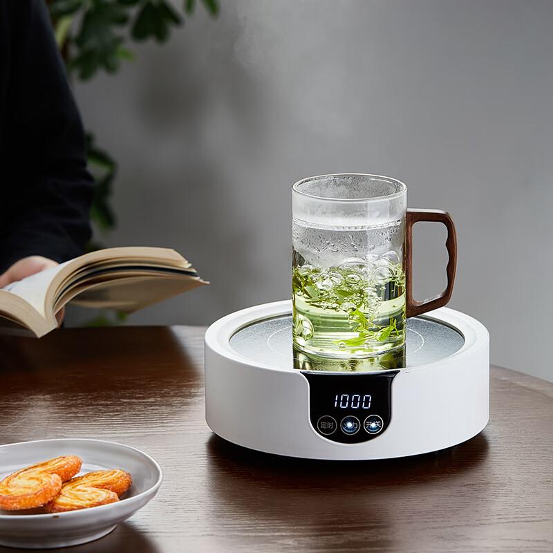 Moon-Shaped Glass Tea Cup, Heat-Resistant, with Separate Tea Infuser And Wooden Handle, Green Tea Brewing Tool