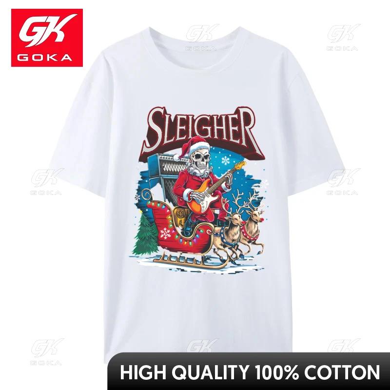 Sleigher Hail Santa Skull Christmas Costume Rock Xmas Art TShirts Fashionable Unisex Tees Classic Tops Tees New TShirts
