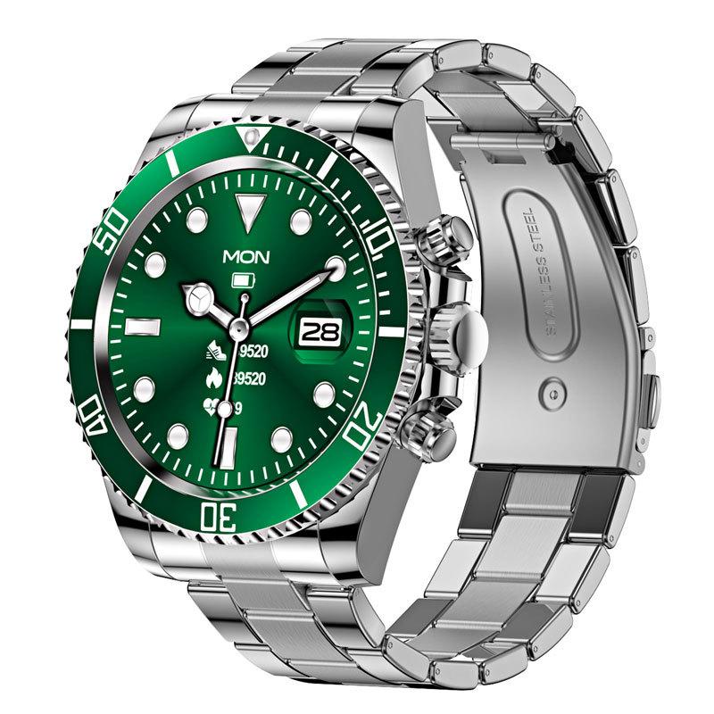 

AW12 Smart Watch Multifunctional Rotating Bezel Bluetooth Call Heart Rate Blood Pressure Detection Men s High-End Business Watch зелёный