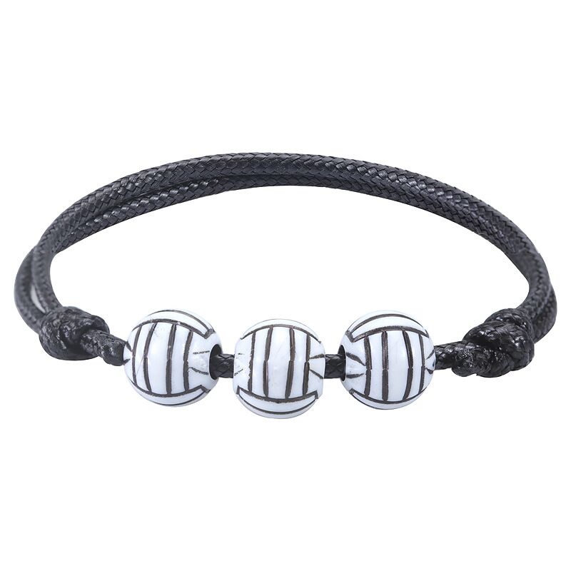 Sport Bracelet Charm Leather for Women Men Lovers Weave Braided Bangle Adjustable Football Basketball Baseball Ball Jewelry