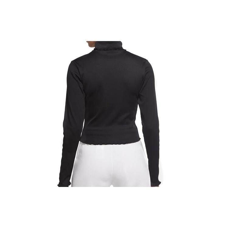 (WMNS) Nike Sportswear Ribbed Long Sleeves Tops Black Women's CU5365-010