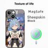 Coque de téléphone motif anime classique fille mignonne Re zero Pour iPhone 17 16 15 14 13 12 Plus Pro Max Haut de gamme Luxe Magsafe Peau de mouton