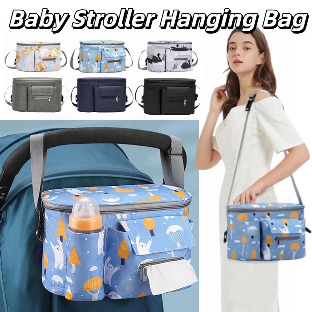 Cartoon Baby Stroller Hanging Bag Multiple Pockets Diaper Bag Organizer Mummy Storage Bag Outdoor