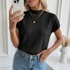 Women’s Short Sleeve Crew Neck Ribbed Knit Casual Top Loose Fit Pullover Soft Lightweight Shirt for Daily Wear