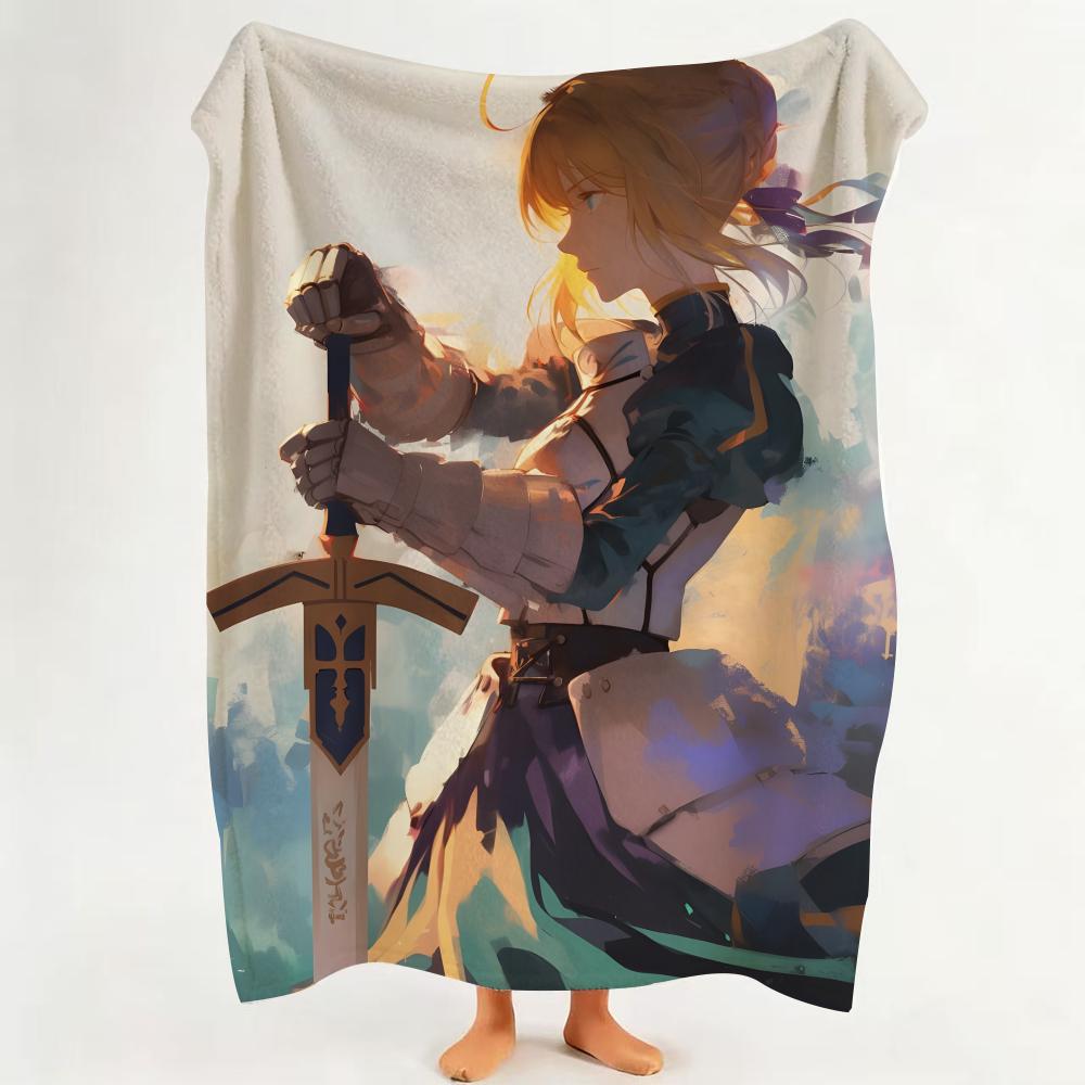 Game F Fate G Grand O Order  Flannel  Blanket Suitable for Sofa Living Room Bedroom