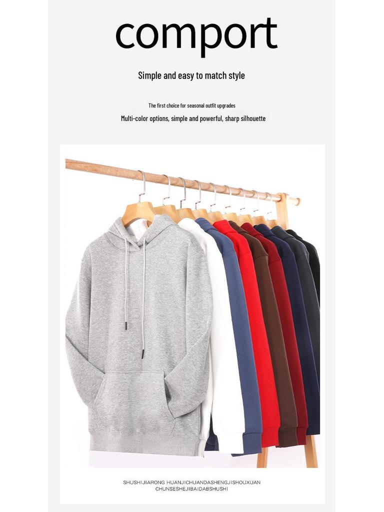 Silver Fox Fur Hooded Fleece-Lined Sweatshirt – Heavyweight, Warm, Trendy, Autumn/Winter, Versatile, Loose Fit, Custom Logo Available.