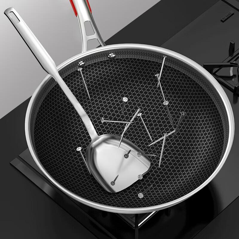 KOBACH 32cm 316L Edelstahl Wok mit Wabenmuster