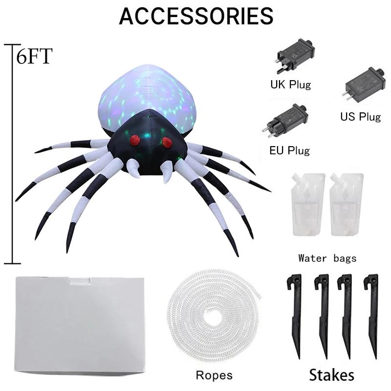 6FT Halloween Inflatable Toys Outdoor Decoration Spider with Magic Light Blow Up Inflatables for Outdoor Yard Lawn Decor Garden