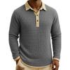 Men's Quilted Knit Color-blocked Pullover Button-down Top