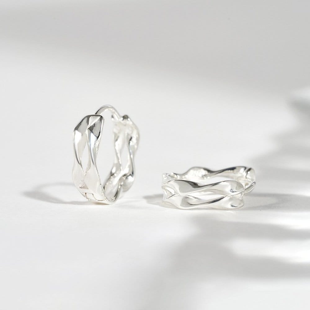 [Iyzy Ryujin Wearing] 925 Silver Flow One-Touch Ring Earrings W