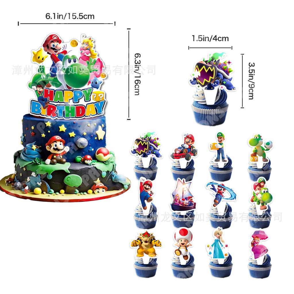 Υλικά Πάρτι Γενεθλίων Mario, Πανό με Θέμα το Διάστημα και Ταινίες, Σετ Σημαιάκια και Μπαλόνια για Παιδιά Φαν Παιχνιδιών
