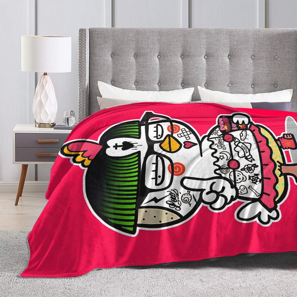 Buldak Ramen Chicken Flannel Blanket Autumn  Super Warm Throw Blanket for Kids Living Room Pattern Bedspread Sofa Bed Cover