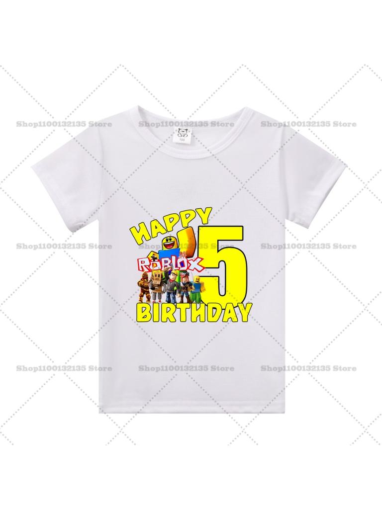 Summer Roblox Children Birthday Number T Shirt Girl Boy Clothes Baby Cotton Tee Shirts Party Short Sleeve Tops Toddler Gifts