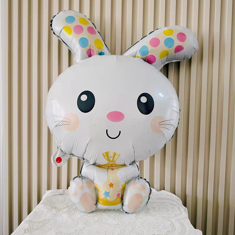 Cartoon Animal Balloons: Rabbit, Bee, Tiger for Kids' First Birthday Party Decoration Scene