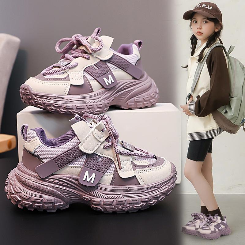 2025 Autumn Popular Mesh Breathable Children's Sports Shoes Boys Handsome Color Matching Running Shoes Girls Baby Shoes