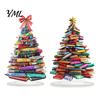 Book Lover Christmas Gifts Stacked Tree Ornament, 2D Flat Stacking Holiday Hanging Decoration, Desktop Display Reading Theme Acrylic Pendant,