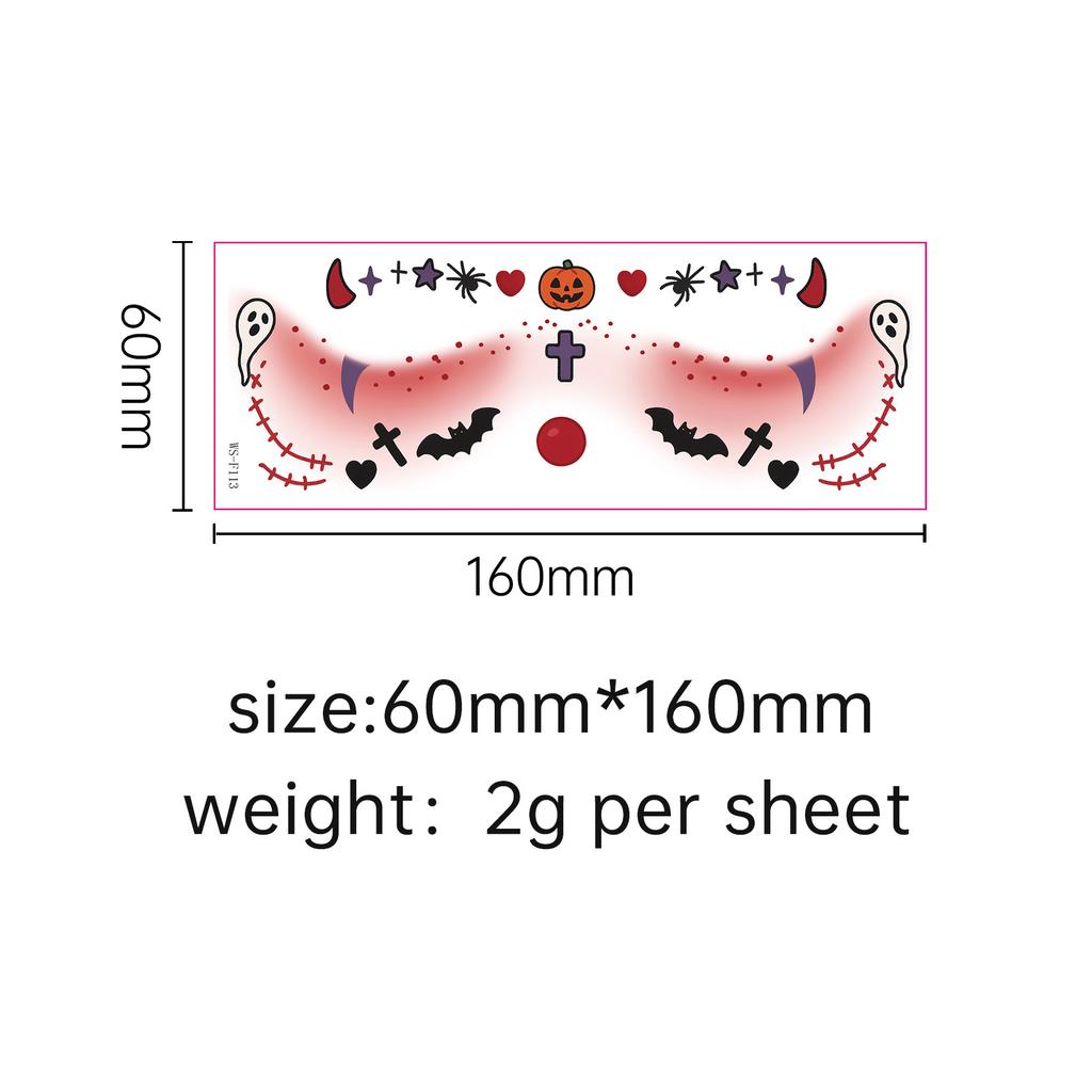 Cross Border Popular Halloween Makeup Face Stickers Tattoo Cute Witches Troublemakers Party Activities Waterproof Decorative