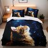 Cat Series Cute Animal 3D Digital Printing Quilt Cover Three-Piece Bedding