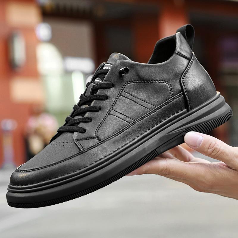 866 Men's Height Boost Sneakers: Thick Sole Platform Casual Shoes, Low-Top Cowhide, Spring Trend.