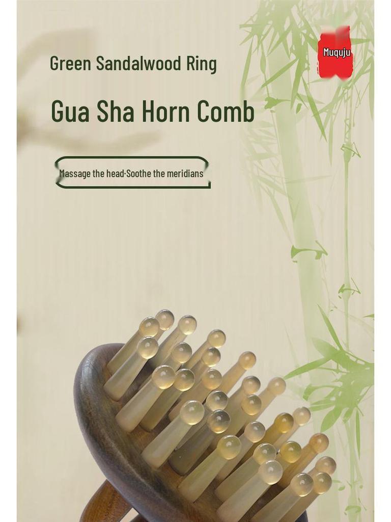 Horn 28-Pin Massage Comb for Meridian Therapy & Shampoo