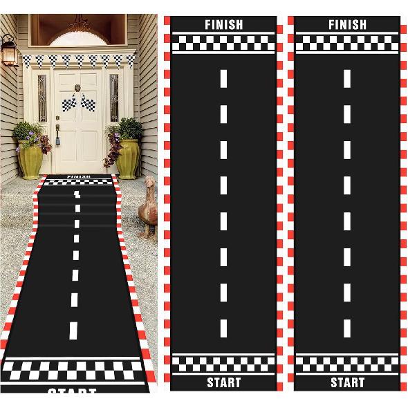 10 Feet Long Racetrack Floor Running Racer Party Decoration Mat Fold Race Tracks Decor Running Mat Drag Car Racer Party Supplies For Road Racing Car