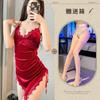 Night listening incense new sexy underwear velvet cross lace-up nightdress backless slit temptation pajamas passion loungewear