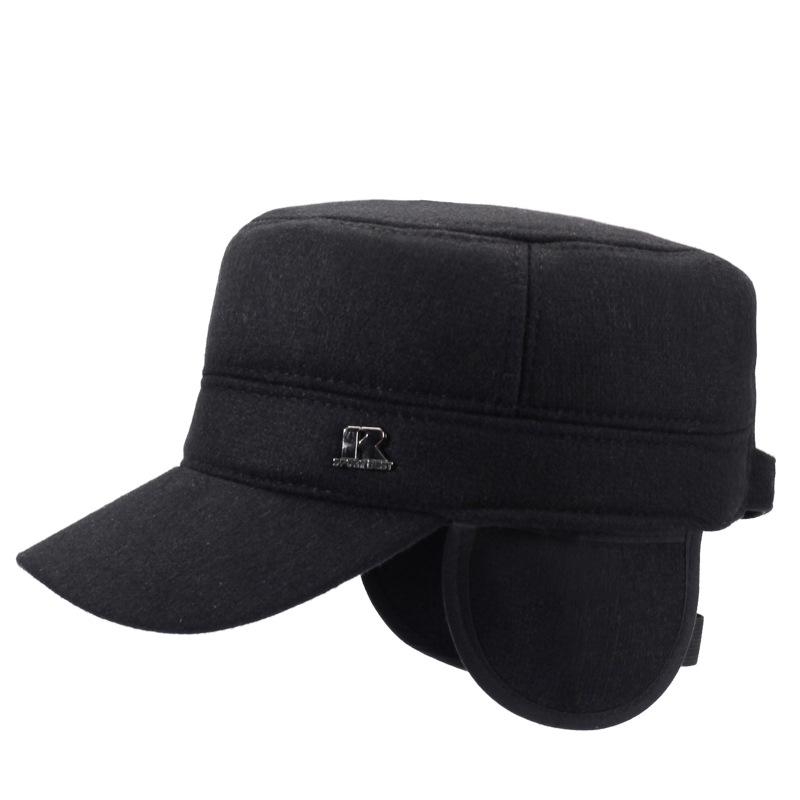 Winter Middle-Aged and Elderly Dad Cotton Cap Men's Outdoor Windproof Cold-Proof Cap Ear Protection Velvet Warm Flat Cap