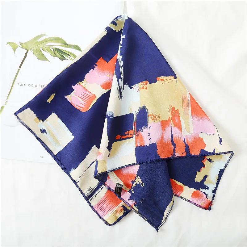 50x50 Square Scarf Hair Tie Band For Business Party Women Elegant Small Vintage Skinny Retro Head Neck Silk Satin Scarf Present