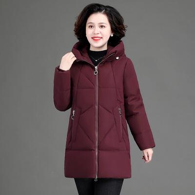 Winter Coat  Middle-Aged Mother Cotton Padded Jacket Long Hooded Parka Female Windproof Loose Warm Outwear