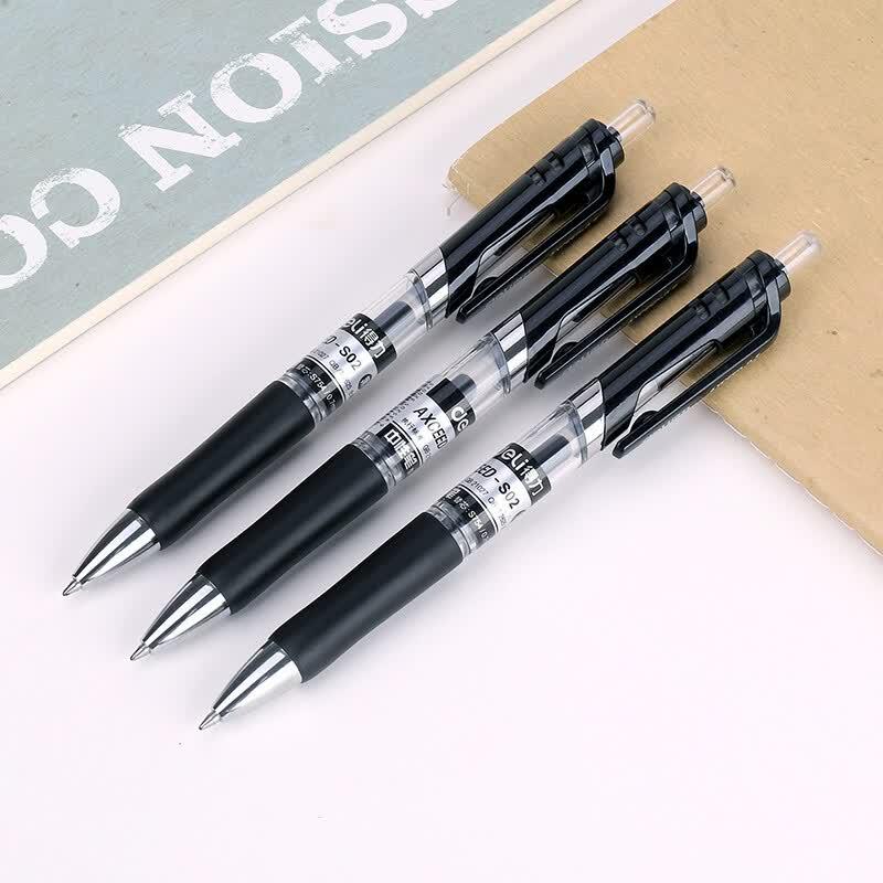 Deli S02 0.7mm Ret retractable Black Gel Pen (96 Count)