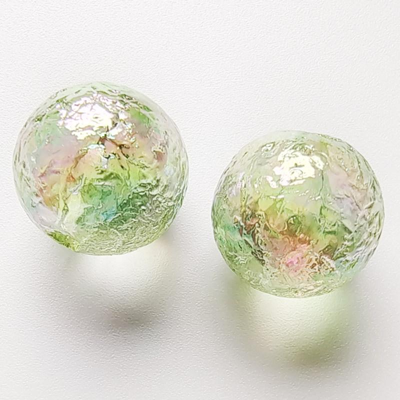 Iridescent Aurora Matte Glacier Round Beads (12mm, 14mm, 16mm) – Transparent Colored Jewelry DIY Supplies