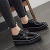 2026 New Women Round Toe Deep‑Cut Patent Leather Lace‑Up Wedge Platform Pumps, British Style Height‑Increase Versatile Thick‑Sole Casual Leather Shoes