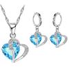 Luxus Frauen 925 Sterling Silber Cubic Zirkon Halskette Anhänger Ohrringe Sets Knorpel Piercing Schmuck Hochzeit Herz Design