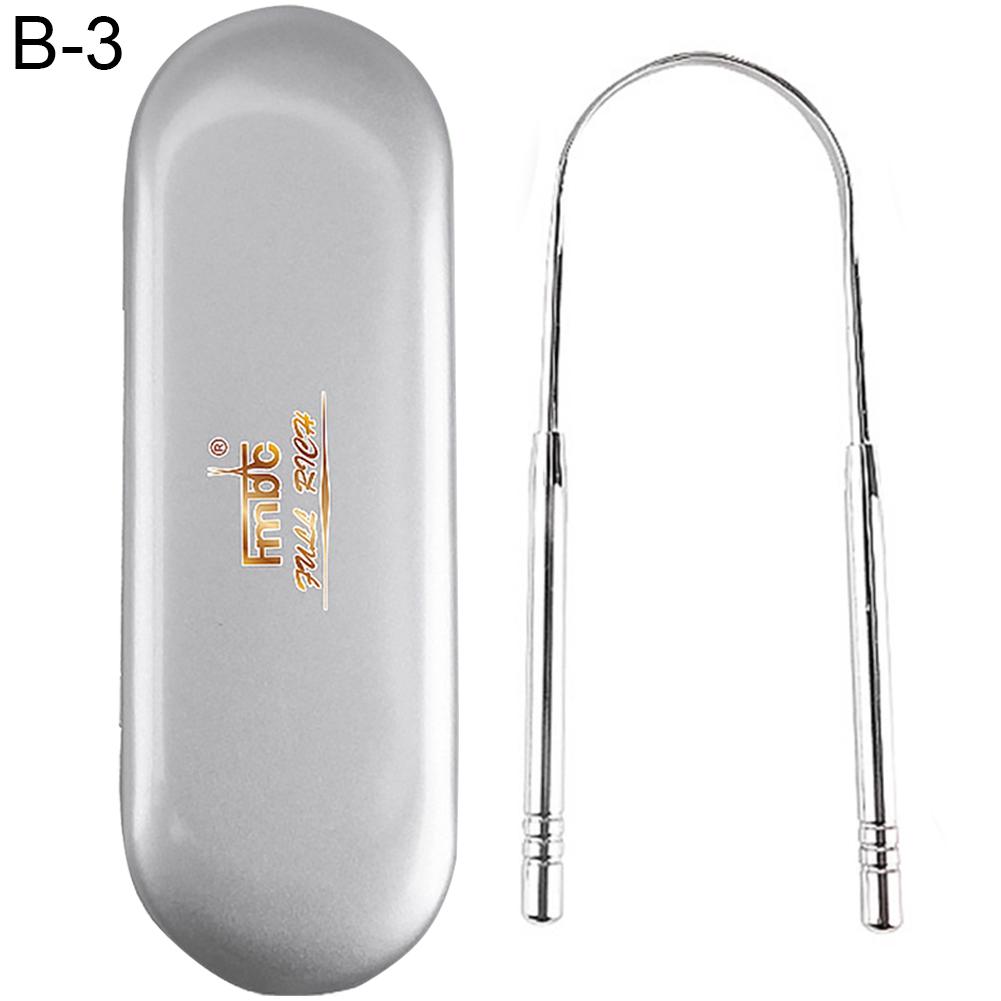 Čistič škrabek na jazyk z nerezové oceli Čistič čerstvého dechu Ústní hygiena s krabičkou