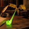 Mysterious Fantasy Collection Items 3D Printed Fire-Breathing Dragon Shelf Decor, Flying Nook Bookshelf Light, Black Design Mythical Creature