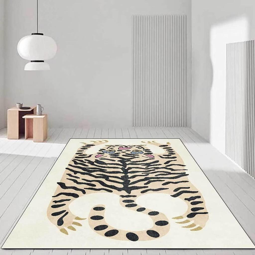 Cartoon Cute Tiger Carpet Living Room Bedroom Retro Stylish Cushion Home Decor Children's Room Non-Slip Abstract Carpet